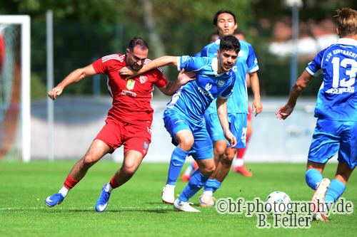 Martin Kardjilov (l. Ludwigsfelde), Aleksandar Bilbija (r. RSV), Ludwigsfelder FC - RSV Eintracht 1949, Landespokal 2, Runde, Saison 26/27, Fussball, 05.09.2026, Ludwigsfelde, Foto: Benjamin Feller