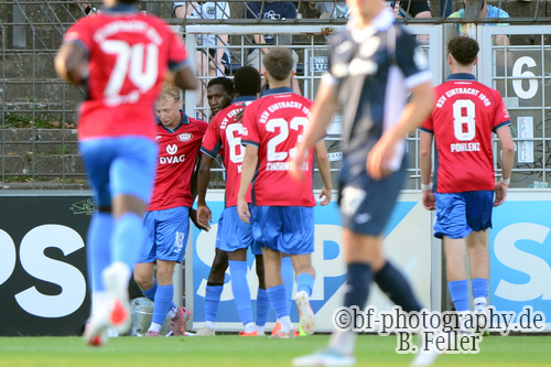 Jubel RSV, SV Babelsberg 03 - RSV Eintracht 1949, Regionalliga Nordost, 5. Spieltag, Saison 26/27, Fussball, 14.08.2026, Potsdam, Foto: Benjamin Feller