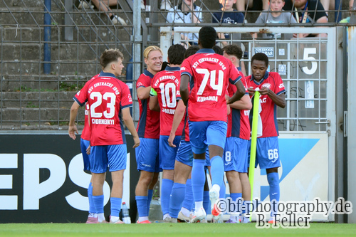 Jubel RSV, SV Babelsberg 03 - RSV Eintracht 1949, Regionalliga Nordost, 5. Spieltag, Saison 26/27, Fussball, 14.08.2026, Potsdam, Foto: Benjamin Feller
