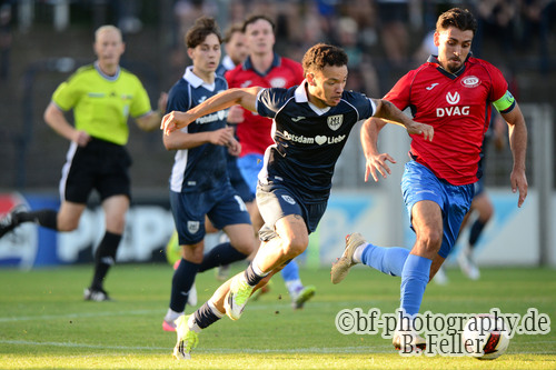 Theo Ogbidi (l. Babelsberg), Ernes Smailovic (r. RSV), SV Babelsberg 03 - RSV Eintracht 1949, Regionalliga Nordost, 5. Spieltag, Saison 26/27, Fussball, 14.08.2026, Potsdam, Foto: Benjamin Feller