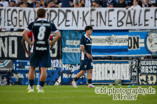 Protestaktion f&uuml;r eine Reform der Regionalliga, Babelsberg 03 - RSV Eintracht 1949, Regionalliga Nordost, 5. Spieltag, Saison 26/27, Fussball, 14.08.2026, Potsdam, Foto: Benjamin Feller