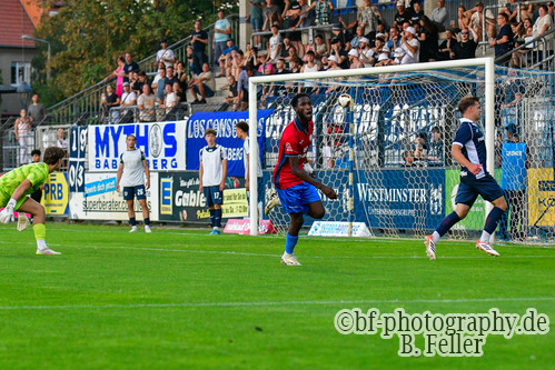 Isma Baraze Adam (RSV) bejubt sein zweiten treffer, Babelsberg 03 - RSV Eintracht 1949, Regionalliga Nordost, 5. Spieltag, Saison 26/27, Fussball, 14.08.2026, Potsdam, Foto: Benjamin Feller