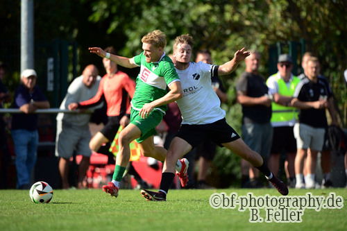 Tim Hamann (l. Dallgow), Julian Bocian (r. Geltow), SG Geltow - SV Dallgow 47, 1. Spieltag, Kreisoberliga Havelland, Saison 26/27, Fussball, 29.08.2026, Geltow, Foto: Benjamin Feller