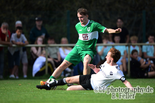 Lysander Galla (l. Dallgow), Leon Becker (r. Geltow), SG Geltow - SV Dallgow 47, 1. Spieltag, Kreisoberliga Havelland, Saison 26/27, Fussball, 29.08.2026, Geltow, Foto: Benjamin Feller