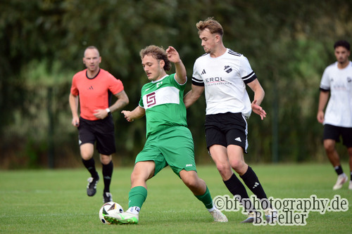 Elias Philipp (l. Dallgow), Richard Schreiber (r. Geltow), SG Geltow - SV Dallgow 47, 1. Spieltag, Kreisoberliga Havelland, Saison 26/27, Fussball, 29.08.2026, Geltow, Foto: Benjamin Feller