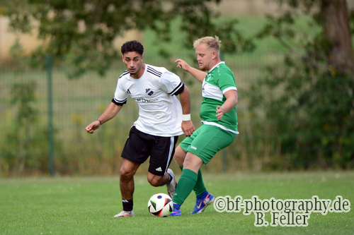 Yunes Hoppe (l. Geltow), Marc Behrendt (r. Dallgow), SG Geltow - SV Dallgow 47, 1. Spieltag, Kreisoberliga Havelland, Saison 26/27, Fussball, 29.08.2026, Geltow, Foto: Benjamin Feller