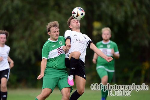Elias Philipp (l. Dallgow), Thore Traupe (r. Geltow), SG Geltow - SV Dallgow 47, 1. Spieltag, Kreisoberliga Havelland, Saison 26/27, Fussball, 29.08.2026, Geltow, Foto: Benjamin Feller