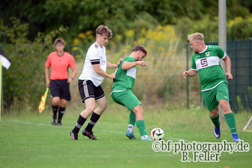 Felix Steinbr&uuml;ck (l. Geltow), Niklas Treichler (r. Dallgow), SG Geltow - SV Dallgow 47, 1. Spieltag, Kreisoberliga Havelland, Saison 26/27, Fussball, 29.08.2026, Geltow, Foto: Benjamin Feller