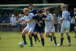 Philipp K&auml;pnick (l. Saarmund), Mircea Popa (r. Michendorf),  SG Saarmund - SG Michendorf, Landesklasse West, 28. Spieltag, Saison 24/25, Fussball, 31.05.2025, Saarmund, Foto: Benjamin Feller