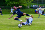 Matti M&uuml;ggenburg (l. Michendorf), Paul Katerbau (r. Saarmund), SG Saarmund - SG Michendorf, Landesklasse West, 28. Spieltag, Saison 24/25, Fussball, 31.05.2025, Saarmund, Foto: Benjamin Feller