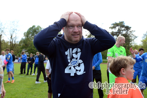 Patrick Hinze (Trainer RSV), Jubel RSV, RSV Eintracht 1949 - VFC Plauen, 28. Spieltag, Oberliga S&uuml;d, Saison 25/26, Fussball, 09.05.2026, Stahnsdorf, Foto: Benjamin Feller