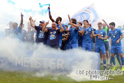 RSV Eintracht - SC Freital, Jubel nach dem Spiel, Meisterfeier und Aufstieg, Oberliga S&uuml;d, Saison 25/26, Fussball, 30.05.2026, Stahnsdorf, Foto: Benjamin Feller