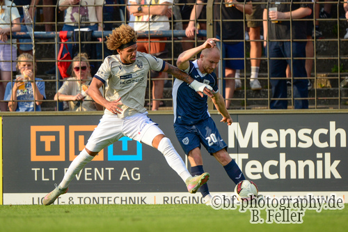 Kevin Lankford (l. Jena), Tobias Hasse (r. Babelsberg), SV Babelsberg 03 - FC Carl Zeiss Jena, Regionalliga Nordost, 2. Spieltag, Saison 26/27, Fussball, 31.07.2026, Potsdam, Foto: Benjamin Feller