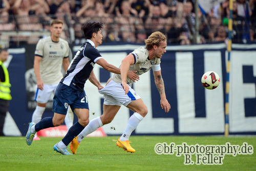 Mingi Kang (l. Babelsberg), Nils Butzen (r. Jena), SV Babelsberg 03 - FC Carl Zeiss Jena, Regionalliga Nordost, 2. Spieltag, Saison 26/27, Fussball, 31.07.2026, Potsdam, Foto: Benjamin Feller