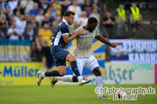 Samir Werbelow (l. Babelsberg), Malik Talabidi (r. Jena), SV Babelsberg 03 - FC Carl Zeiss Jena, Regionalliga Nordost, 2. Spieltag, Saison 26/27, Fussball, 31.07.2026, Potsdam, Foto: Benjamin Feller