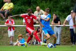Wisdom Mark Imade (. Bayern), Luca Mahler (r. RSV), RSV Eintracht 1949 - FC Bayern M&uuml;nchen, A-Junioren DFB Pokal, 1. Runde, Saison 26/27, Fussball, 02.08.2026, Stahnsdorf, Foto: Benjamin Feller