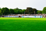 Fans von Babelsberg und Jena vor dem Spiel mit Plakaten f&uuml;r die Aufstiegsreform, SV Babelsberg 03 - FC Carl Zeiss Jena, Regionalliga Nordost, 2. Spieltag, Saison 26/27, Fussball, 31.07.2026, Potsdam, Foto: Benjamin Feller