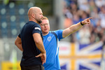 Michael Braune (l. Trainer) und Johannes Lau (Co-Trainer) im gespr&auml;ch, SV Babelsberg 03 - FC Carl Zeiss Jena, Regionalliga Nordost, 2. Spieltag, Saison 26/27, Fussball, 31.07.2026, Potsdam, Foto: Benjamin Feller